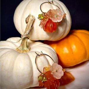 Chic Floral Hoop Earrings with Orange and Pink Blooms